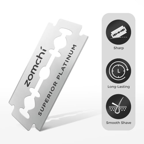 ZOMCHI Double Edge Razor Blades - 20 Stainless Steel Refill Blades for Safety Razors