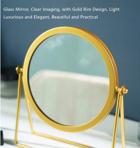 Golden 360° Swivel Makeup Mirror - Round Desktop Stand Mirror
