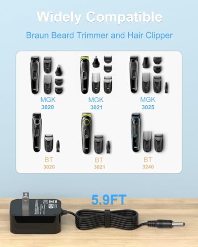 Braun Trimmer Charger for MGK and BT Series Models - Replacement Power Adapter