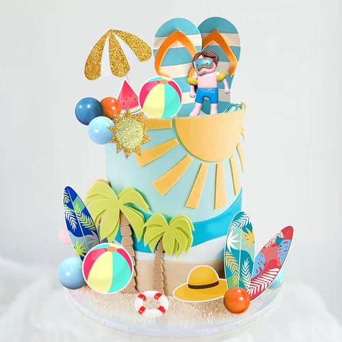 21-Piece Beach Cake Topper Set for Summer Parties