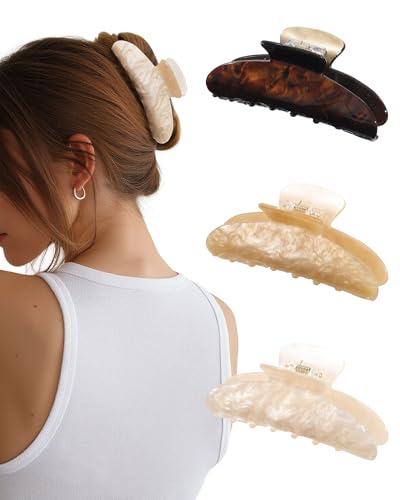 Molans 3PCS Medium Acrylic Hair Claw Clips - Non-Slip Strong Hold