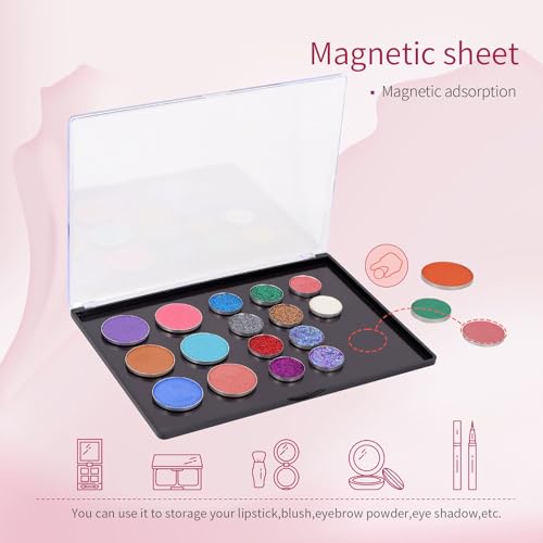 AJLTPA XL Large Magnetic Makeup Palette 9.25x6.57in with Clear Top & 40 Metal Stickers