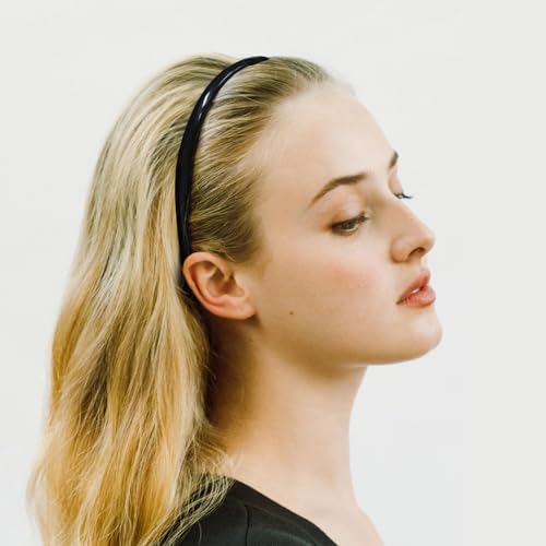 forenee Black Plastic Thin Skinny Headbands - 4 Pack, Non-Slip