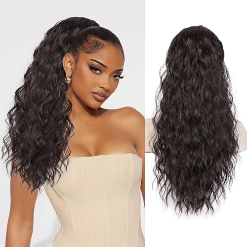 22 Inch Drawstring Ponytail Extension - Long Curly Wavy Hair Piece