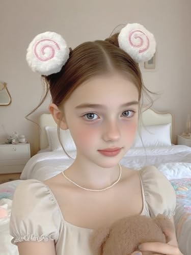 White Fish Cake Hair Clips - Cute Plush Accessories for Women