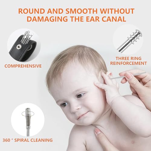 Jcwto Pleteffect Ear Cleaner Set Black - Earwax Removal Tool Kit with PU Leather Case