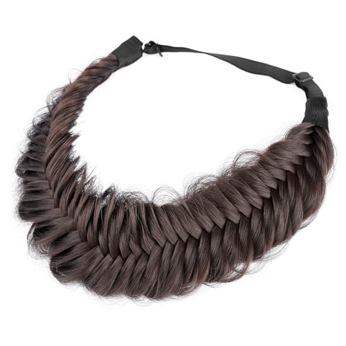 DIGUAN Chocolate Synthetic Fishtail Braided Headband Women Girl Hair Accessory