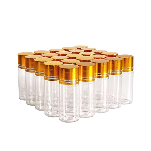 30 Pack Clear Glass Sample Jars with Aluminum Screw Caps - 5/10/15ml for Essential Oils, Spices, Wedding Favors, Message Bottles