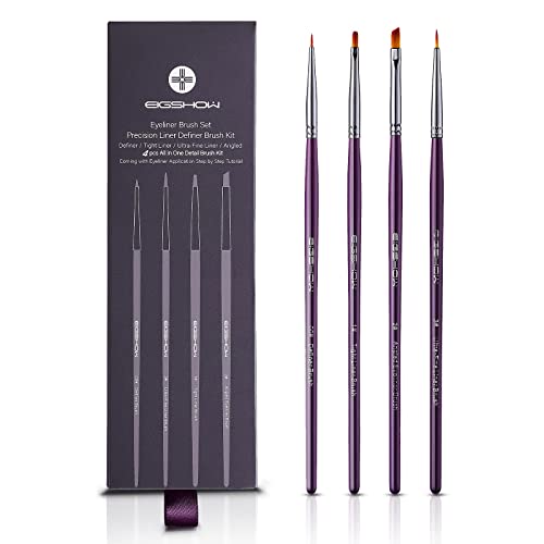 EIGSHOW Purple Eyeliner Brush Set - Fine Precision Eye & Brow Makeup Tools