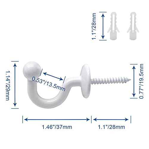 Rierdge 4 Pcs White Curtain Tiebacks - Wall-Mounted Drapes Holdbacks