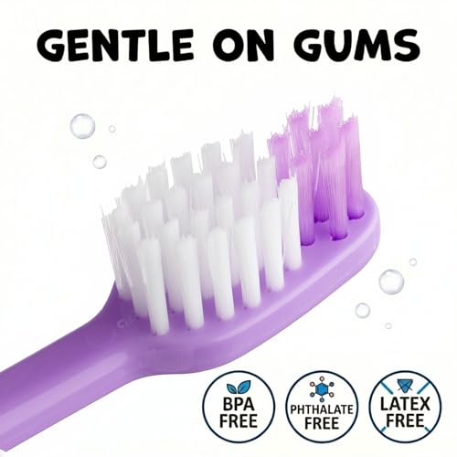 Trueocity Kids Toothbrush Set - 4 Soft Bristle Brushes with Suction Cup