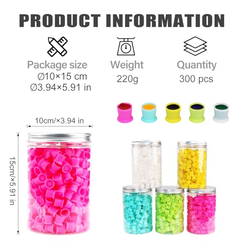 IFERO 300pcs Disposable Silicone Tattoo Ink Cups with Stable U-Base (Pink)