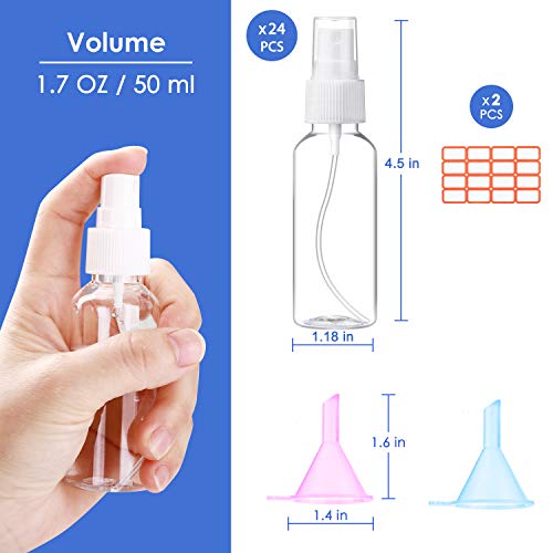 24 Pcs 2oz Clear Mini Spray Bottles Set - Refillable Travel Containers