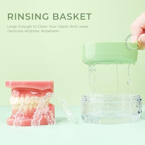 HEMILAB 2-in-1 Retainer Cleaner Case with Mirror & Strainer