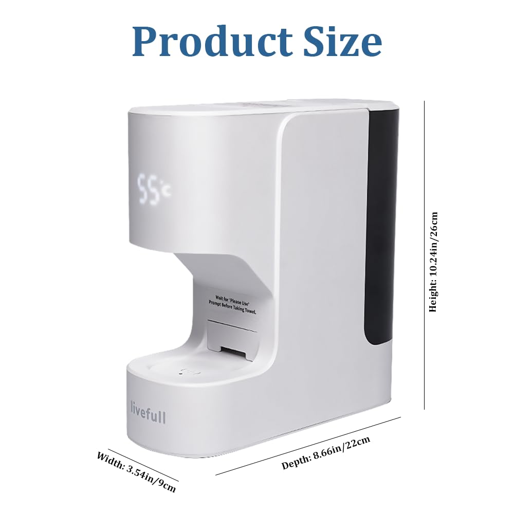 Towel Warmer Machine - Hot Face Towel Heater with Smart Voice Alerts | 55°C Constant Temperature, 20 Compressed Towels, White
