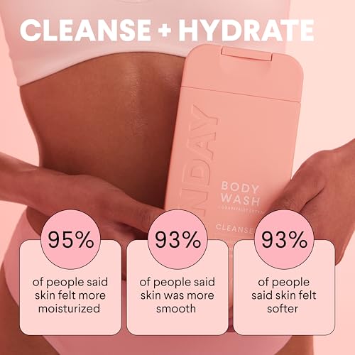 MONDAY HAIRCARE CLEANSE Body Wash Dual Pack - Grapefruit Extract & Hyaluronic Acid, 600 mL for Normal to Oily Skin