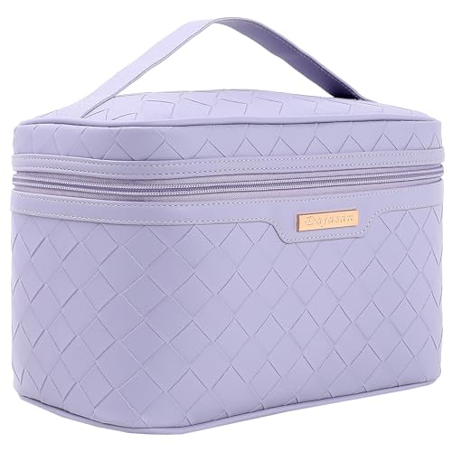 Large Purple Makeup Bag - Travel Cosmetic Organizer for Women