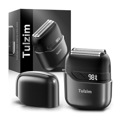 Tulzim Electric Foil Shaver for Men: Cordless Electric Razor for Face & Beard - ?? ???????????????? ????????????, 100-Min Runtime, USB-C Fast Charge, IPX7 ???????????????????? for Travel,Carbon Black