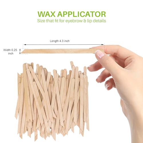 Mibly 200 Pcs Wooden Wax Sticks for Eyebrow & Hair Removal