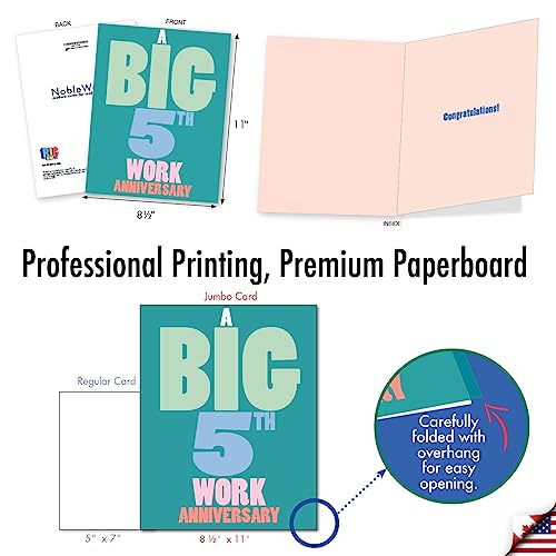 NobleWorks Jumbo 5 Year Work Anniversary Card - 8.5 x 11 Inch