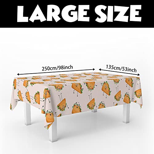 Mexican Taco Print Tablecloth - 53"x98" Rectangular Party Cover