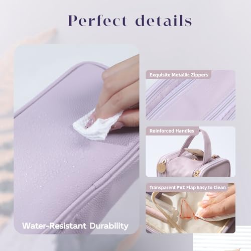 Large Travel Makeup Bag - Waterproof Cosmetic Organizer - Purple