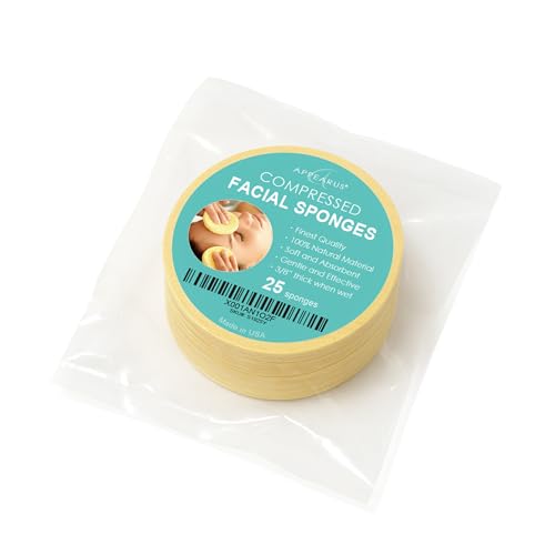 APPEARUS Compressed Natural Cellulose Facial Sponges 25 Count - Yellow