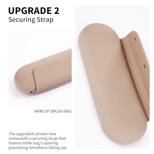 AGIKET Soft Silicone Makeup Brush Holder - Travel Cosmetic Bag with Magnetic Closure