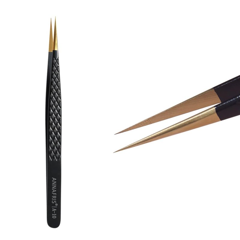 ANNAFRIS Lash Tweezers for Eyelash Extensions,Precision Fiber Tip for Volume Eyelash Extensions,Lash Extension Tweezers for Easy Application and Removal-A10