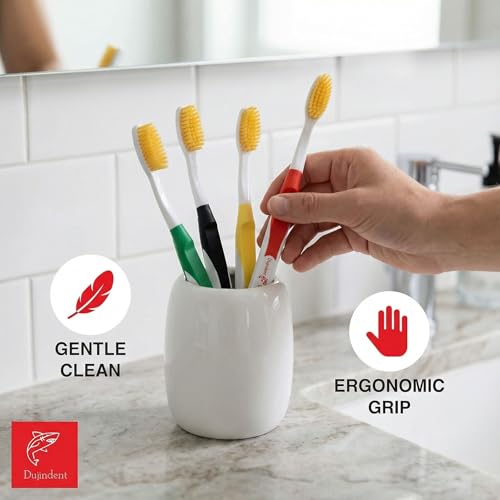 DUJINDENT Dolphin Gold Infused Ultra Soft Toothbrush 2 Pack for Sensitive Gums