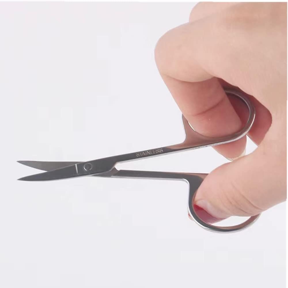 Small Beauty Scissors - 3.5in Curved Facial Hair Grooming | Eyebrow, Eyelash, Nose Hair Trimming (3 Pack)