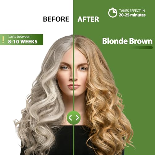 Lunory Blonde Brown Hair Dye Shampoo for Gray Coverage - 3 in 1 Formula