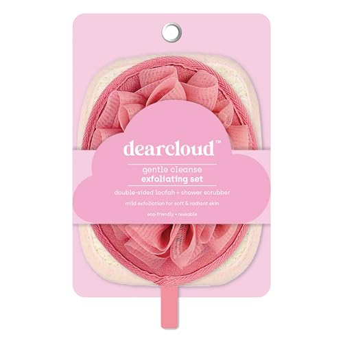 DearCloud 2-Piece Exfoliating Loofah & Shower Scrubber Set - Pink