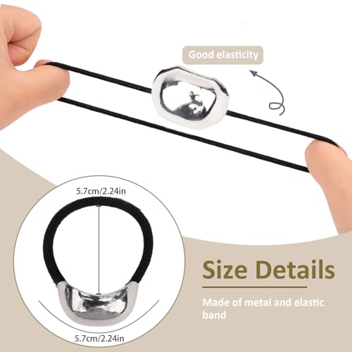 WHAVEL Silver Metal Hair Cuff Ponytail Holders - 6 Piece Set