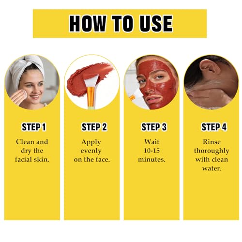 Afalin Red Clay Face Mask Set with Silicone Brush - Pore Cleansing Mud Mask