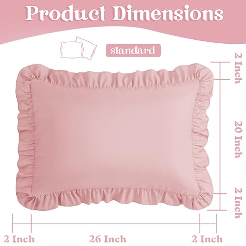 Light Pink Ruffle Pillow Cases Set of 2 | 20" x 26" Microfiber