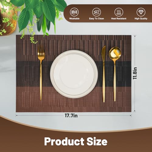 Set of 6 Non-Slip PVC Placemats - Heat Resistant Table Mats for Dining