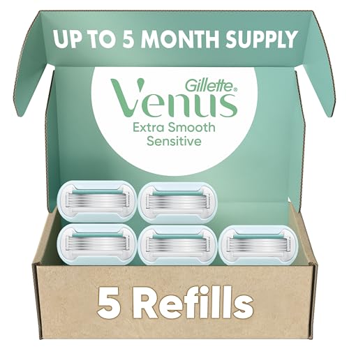 Gillette Venus Extra Smooth Women¡¯s Razor Refills 5 Count, 5-Bladed Razor Cartridges for a Long-Lasting Shave, Razor Blades for Women