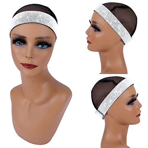 2PCS Elastic Wig Bands for Lace Melting, 60cm Hair Edge Holders, Silvery Color Pack of 1