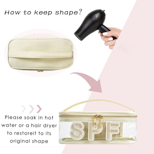 RSRSLEII Clear Waterproof Summer SPF Makeup Bag (02SPF Beige) Travel Cosmetic Organizer