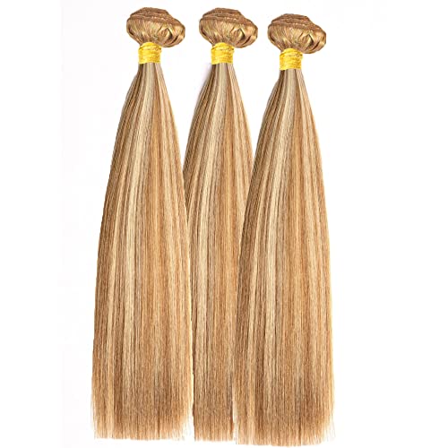 Brazilian Virgin Human Hair Straight Bundles - P27/613 Honey Blonde Highlight