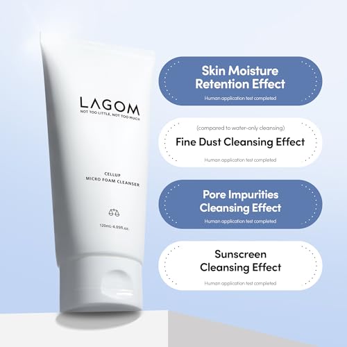 LAGOM Cellup Micro Foam Cleanser - Hydrating Face Wash 4.05 Fl Oz