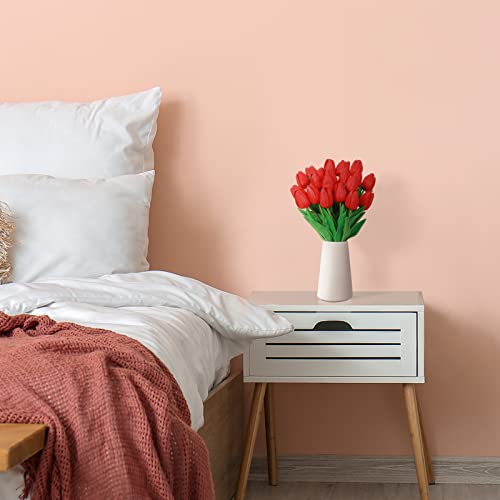 10 Red Faux Tulips - Realistic Artificial Flowers for Home Decor