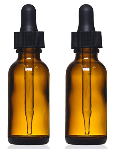 2 oz Amber Glass Bottles with Eye Droppers - Set of 2 for Essential Oils & Perfumes