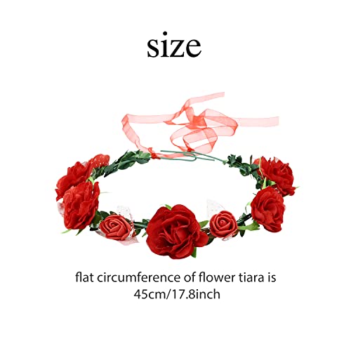 Lawie Boho Sunflower Daisy Flower Crown with Ribbon - Bridal Hair Wreath for Women