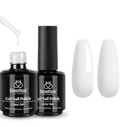 Beetles White Gel Nail Polish Set - 15ml x 2, Long-Lasting UV Cure