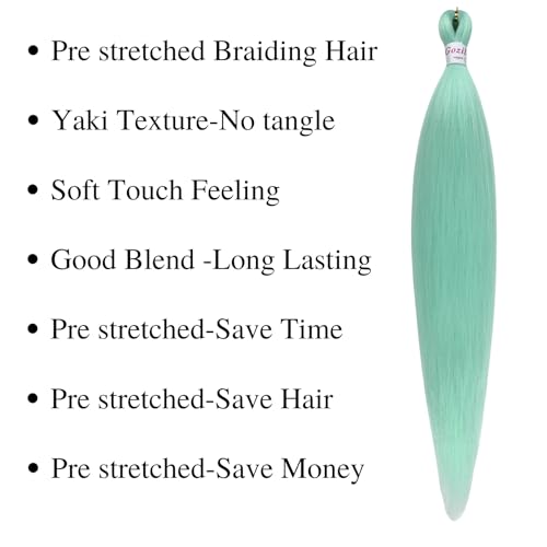 Mint Curly Boho Braids - 26 Inch Pre-Stretched Hair for Braiding