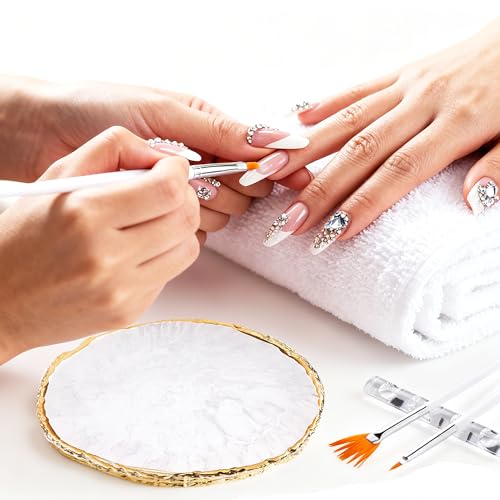 Nail Art Tools Set 22-Piece with Brushes, Dotting Tools & Palette – White
