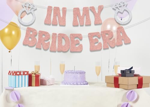 In My Bride Era Banner - Rose Gold Glitter Engagement Party Decor