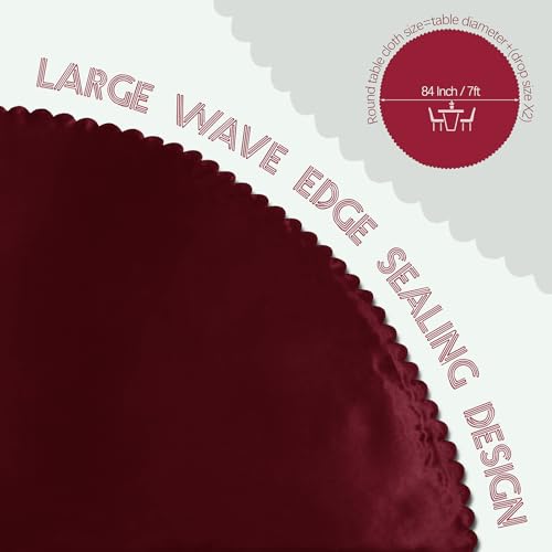 84 Inch Satin Round Tablecloth - Light Burgundy, Elegant Design